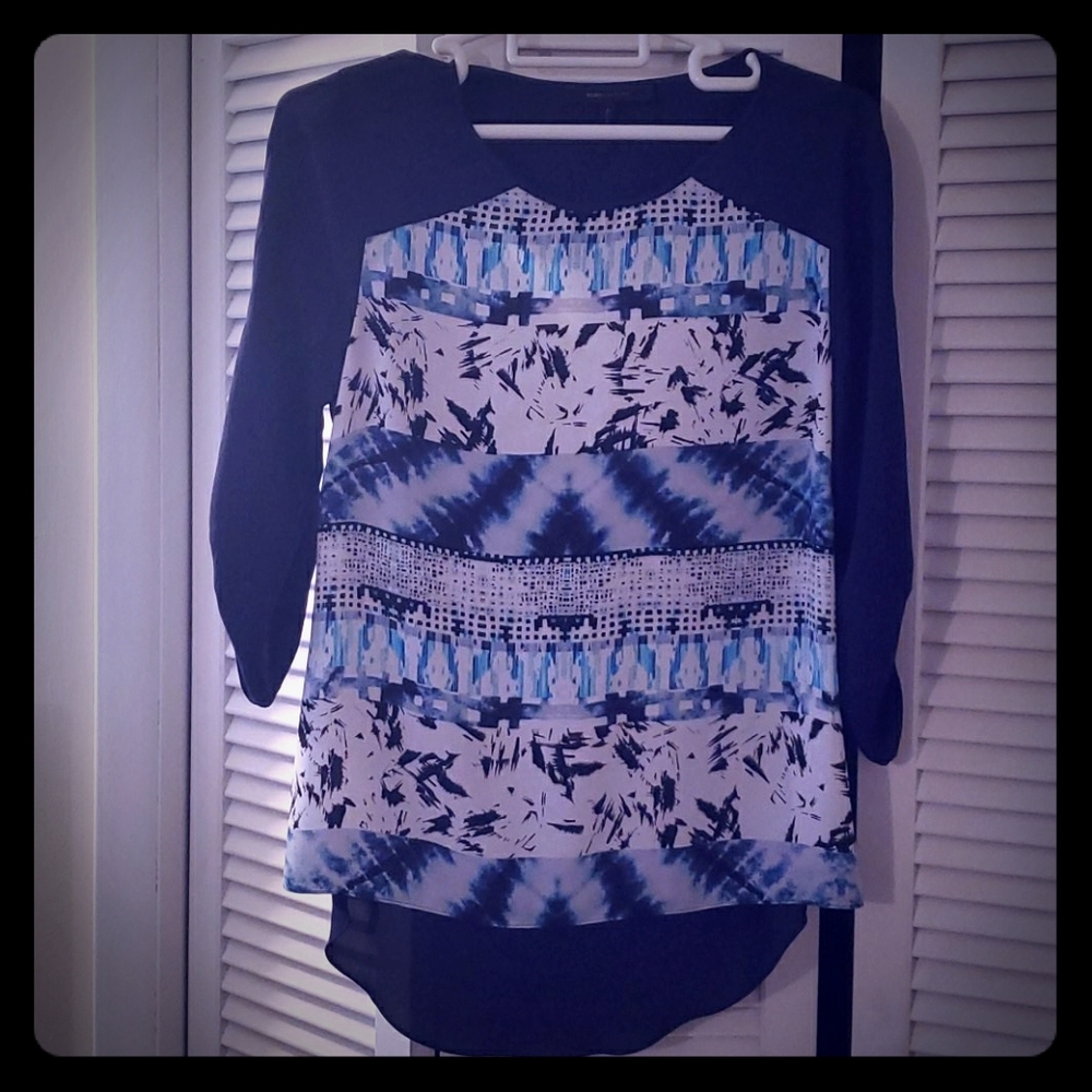 BCBG Navy pattern shirt